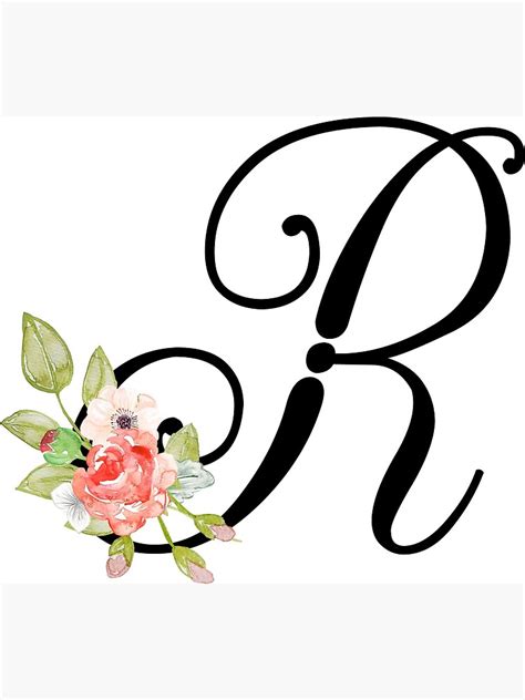 "Floral Monogram Fancy Script Letter R" Canvas Print by Grafixmom ...