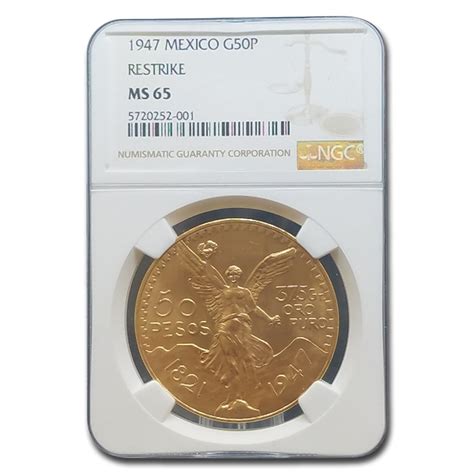 Buy 1947 Mexico Gold 50 Pesos NGC MS-65 Restrike | APMEX