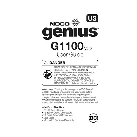 NOCO GENIUS G1100 Smart Battery Charger User Manual