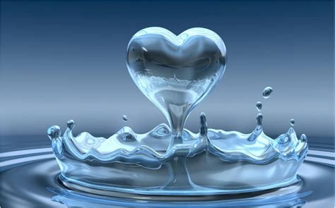 Heart Shaped Drop Splashes In Water - Wallpaper - Faxo