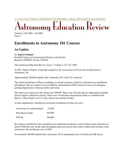 (PDF) Enrollments in Astronomy 101 Courses