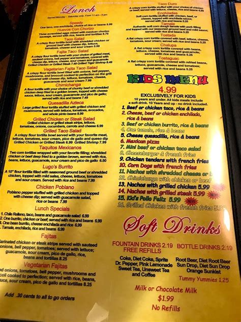 Menu at Don Pepe's Mexican Grill restaurant, Columbia, S James Campbell Blvd STE 2