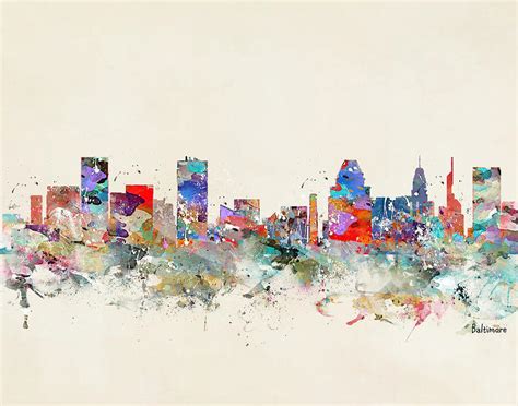 Baltimore Skyline Painting by Bri Buckley | Fine Art America