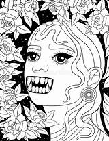 Horror Beauties Coloring Page For Adult Stock Illustration  sketch template