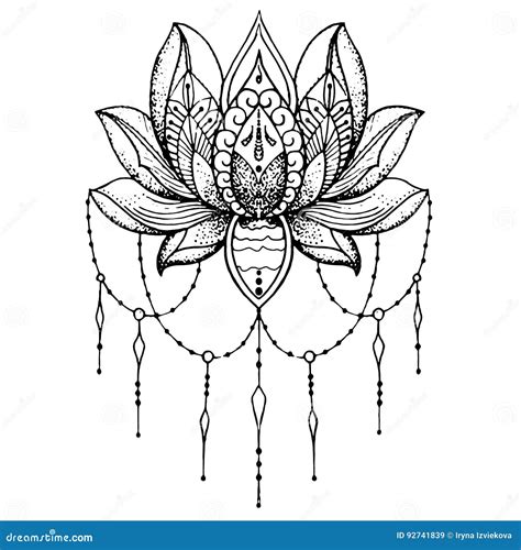 Sketch of Tattoo Lotus - Buddhism. Stock Illustration - Illustration of ...