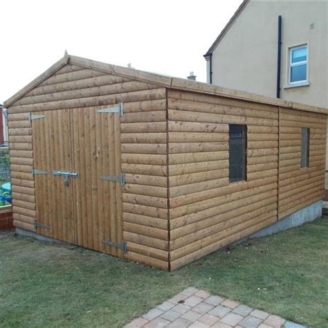 20ft x 12ft Garage, Log Effect | Hillhead Sheds