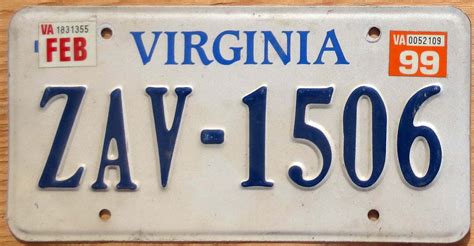 1999 Virginia vg | Automobile License Plate Store: Collectible License ...