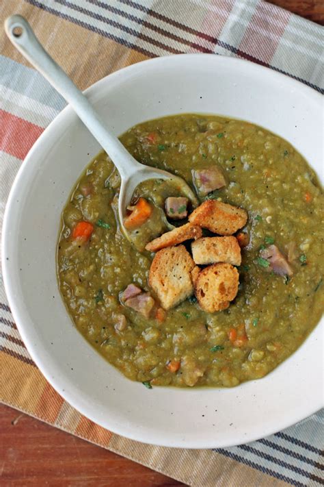 Slow Cooker Split Pea Soup with Ham - Emily Bites