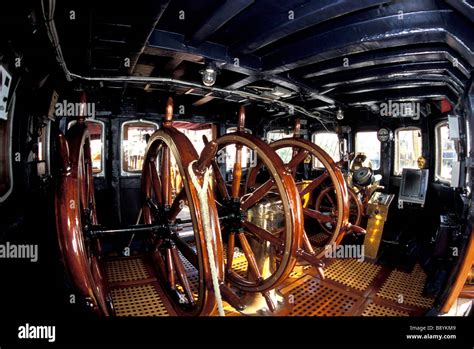 Rudders in command cabin, Amerigo Vespucci tall ship Stock Photo - Alamy