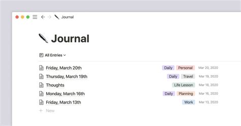 Build a journal in Notion