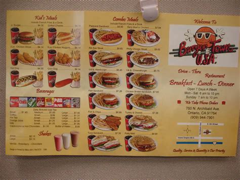 Burger Town Usa Menu Lake Forest - Burger Poster