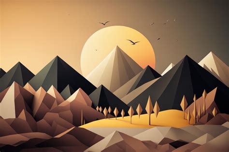 Premium Photo | Abstract geometric landscape illustration as background