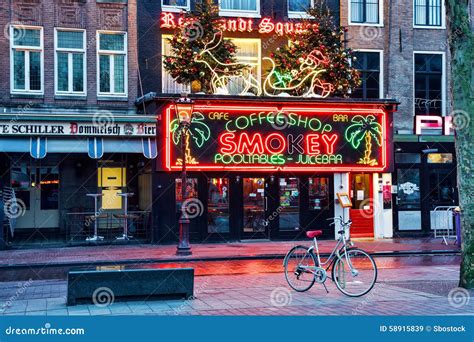 Coffeeshop Smokey, Rembrandt Square, Amsterdam, Netherlands Editorial ...