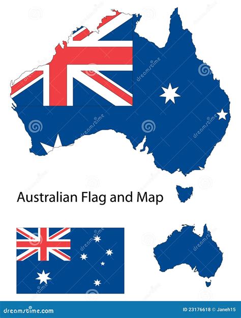 Australian map and flag stock vector. Illustration of stripes - 23176618