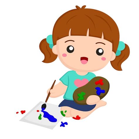 Premium Vector | Kids and painting activity illustration vector clipart