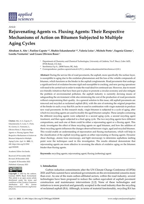 (PDF) Rejuvenating Agents vs. Fluxing Agents: Their Respective Mechanisms of Action on Bitumen ...