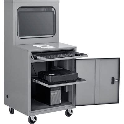 Global Industrial™ Deluxe LCD Industrial Computer Cabinet, Dark Gray ...