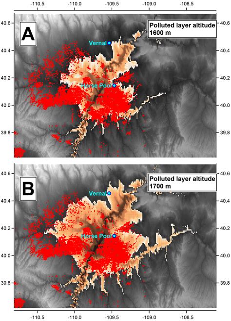 Topographical map of the Uintah Basin showing polluted region and well... | Download Scientific ...