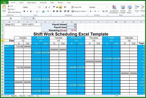 Monthly Shift Schedule Excel Template