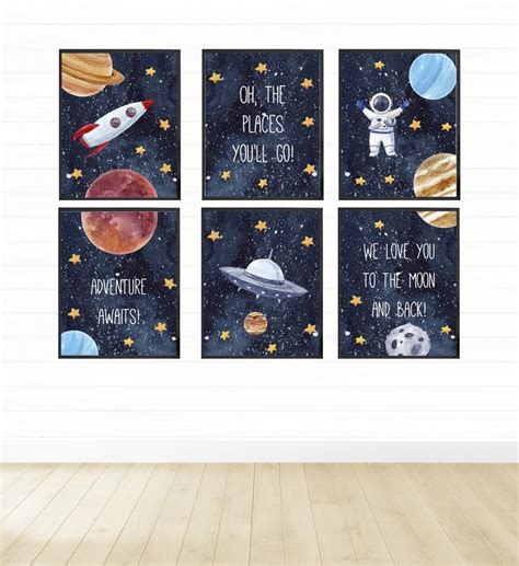 Space Themed Nursery Wall Art, Digital Download, Printable Wall Art, Outer Space Decor, Space ...