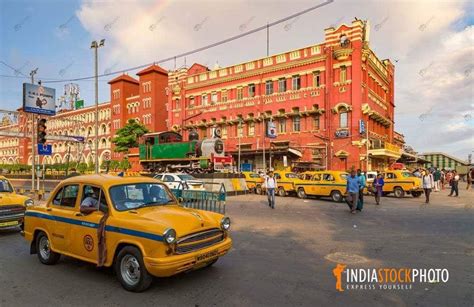 Taxi Near Howrah Station Colonial Building At Kolkata | India Stock Photo