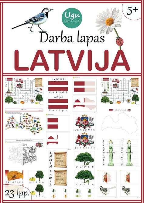 Darba lapas "LATVIJA", 5+ - Mācību materiāli