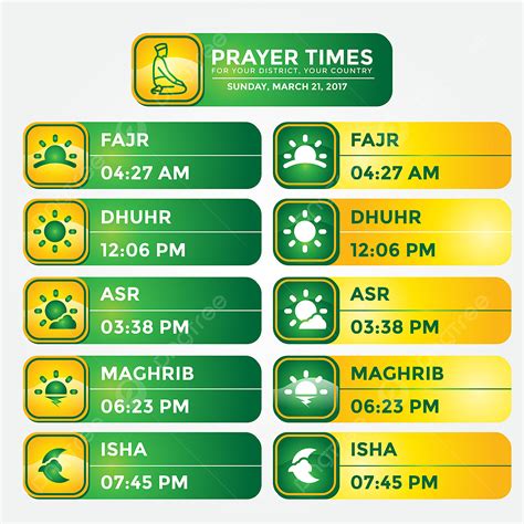 Prayer Times Vector Hd PNG Images, Set Of Islamic Prayer Schedul Times ...