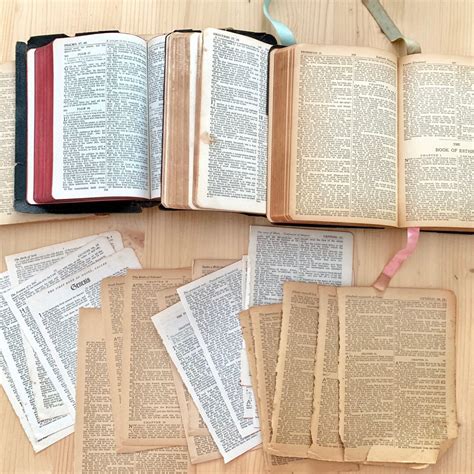 Vintage Bible Pages. Set of 20, Old Book Pages From Bibles. Ephemera ...