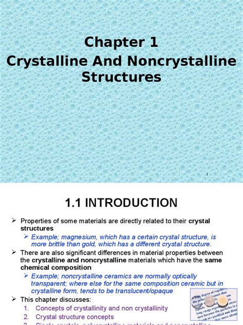 Chap 1 - Crystalline & Noncrystalline Structure | PDF | Crystal ...