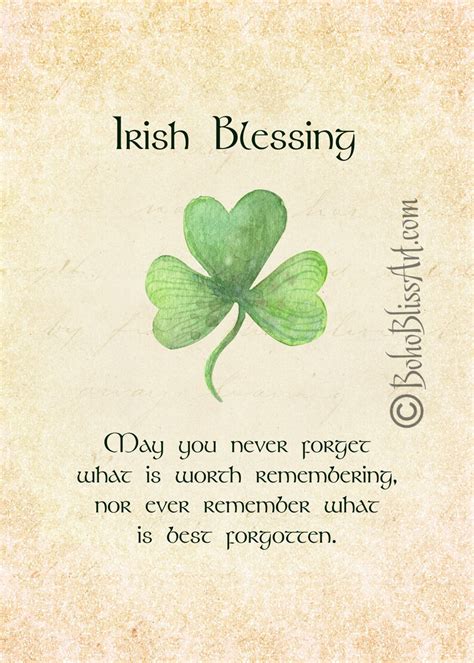 Irish Toast Art Print Irish Blessing May You Never Forget What Is Worth Remembering & Never ...