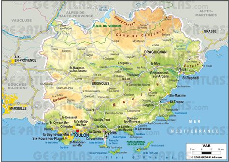 Carte du Var - Carte du département du Var en France - Sites touristiques