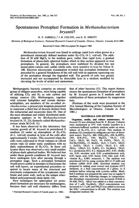 (PDF) Spontaneous protoplast formation in Methanobacterium bryantii