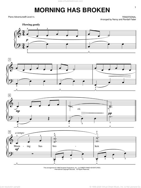 Faber - Morning Has Broken sheet music for piano solo [PDF]