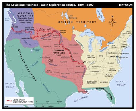 Louisiana Purchase, Main Exploration Routes, 1804-1807 Map | Maps.com.com