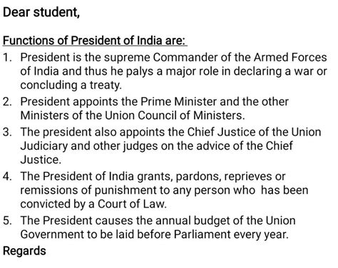 5 functions of the president of India - Social Science - Electoral Politics - 14692245 ...