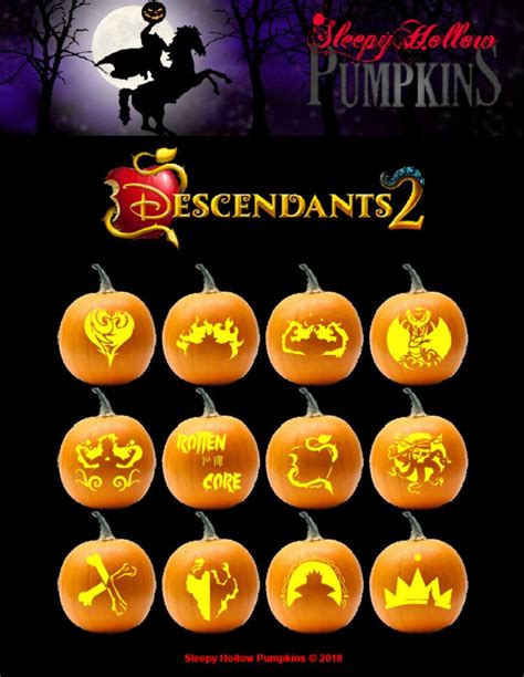 Descendants 2 Pumpkin Carving Patterns Printable PDF - Etsy