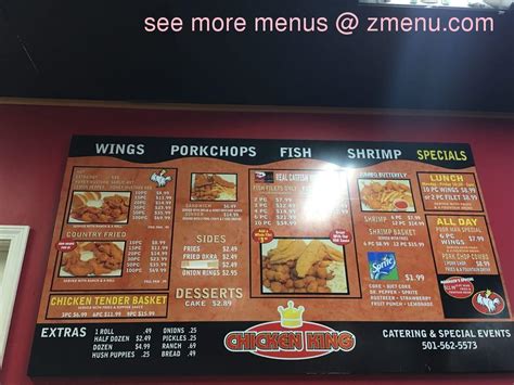 Menu at Chicken King restaurant, Little Rock