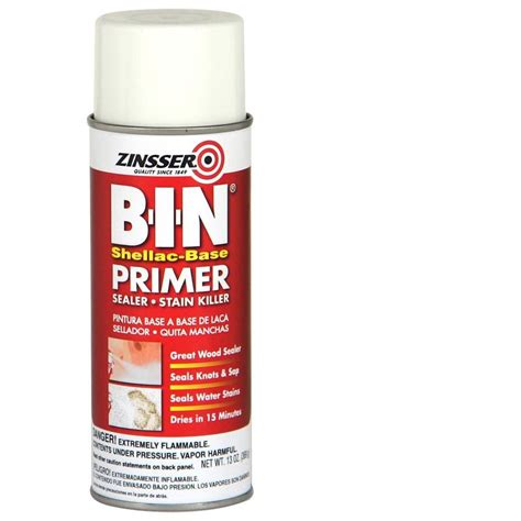 Zinsser 13 oz. B-I-N Shellac-Based White Interior/Spot Exterior Primer and Sealer Spray-01008 ...