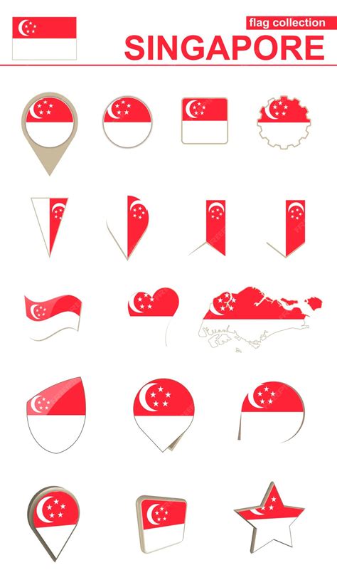 Premium Vector | Singapore Flag Collection Big set for design