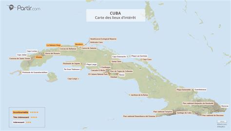 Cartes touristiques et plans Cuba : régions, points d'intérêts et distances