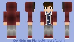 Dark red maroon hoodie boy Minecraft Skin