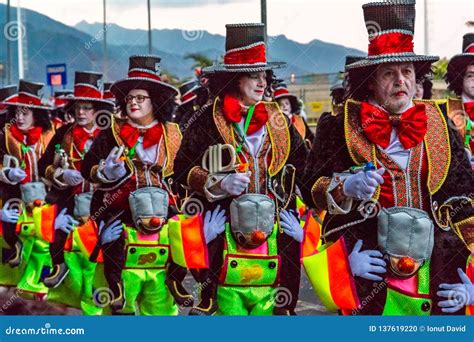 Santa Cruz De Tenerife, Spain, Canary Islands February 13, 2018: Carnival Dancers on the Parade ...