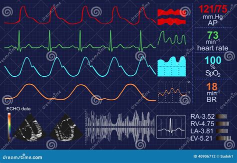 ECG Heartbeat Monitor, Cardiogram Heart Pulse Line Wave. Electrocardiogram Medical Background ...