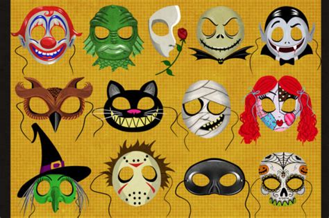 19 Classic Halloween Masks Clip Art Set (Graphic) by Dapper Dudell · Creative Fabrica