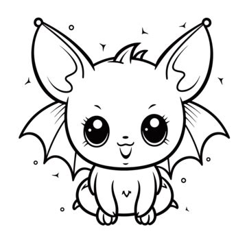 Cute Bat Coloring Pages Outline Sketch Drawing Vector, Wing Drawing ...