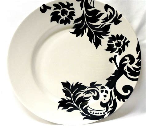 Home Stoneware Black & White Damask Dinner Plate x1 Black Scrolls Floral #HomeStoneware | White ...