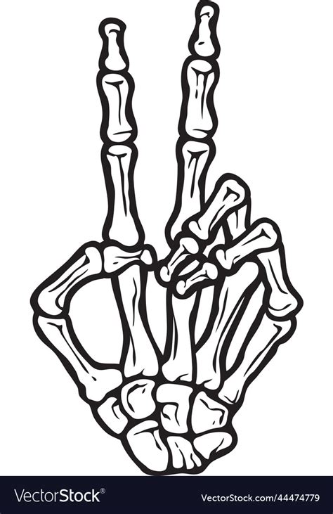 Skeleton hand making peace sign gesture Royalty Free Vector