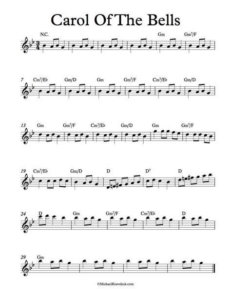 Free Lead Sheet – Carol of The Bells – Michael Kravchuk