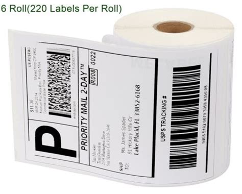6 Rolls 220/Roll Thermal Shipping Labels 4x6 Compatible 1744907 Dymo 4XL Printer 71701056245 | eBay