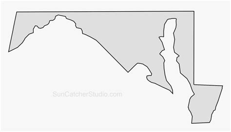 Clip Art Map Printable Shape Stencil - Maryland State Outline Png ...